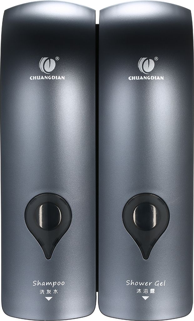 CHUANGDIAN 300ml * 2 NO Bohren Wandmontage Doppelkopf Manuelle Seifenspender Bad Duschgel Fluessiges Shampoo Spender Halter