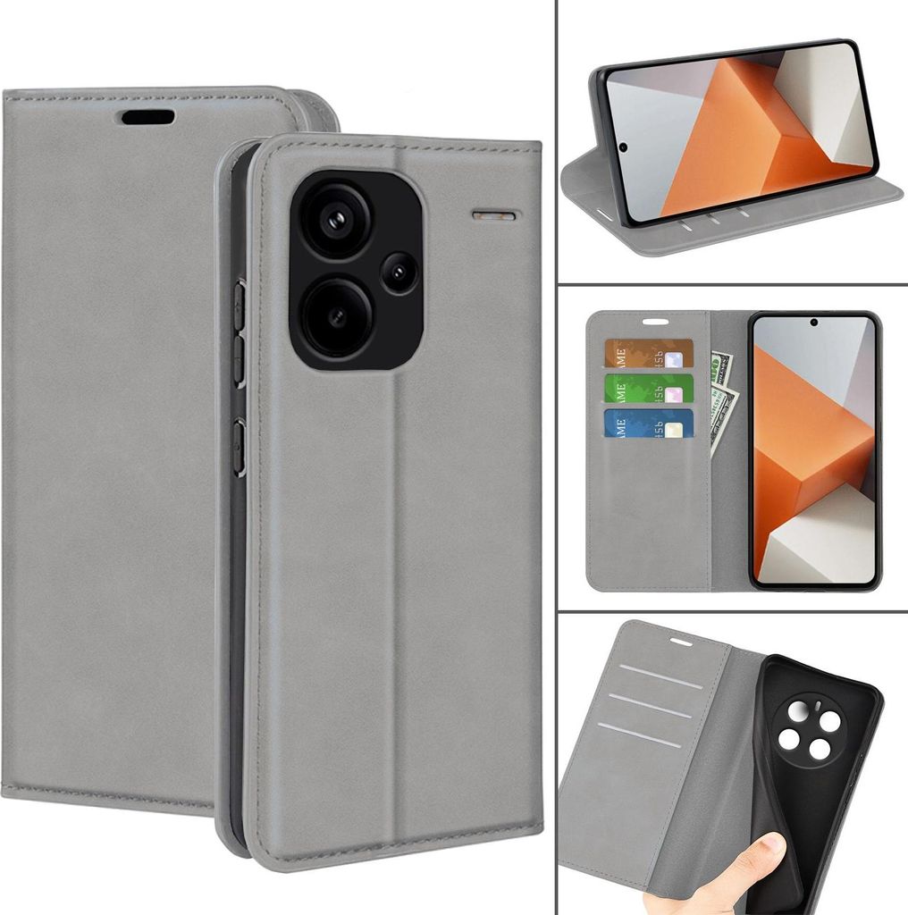Handy Tasche für Samsung Galaxy A15 Schutz Hüllle mit Kartenfächer Magnetverschluss Cover Case Etui aus Velour Kunstleder