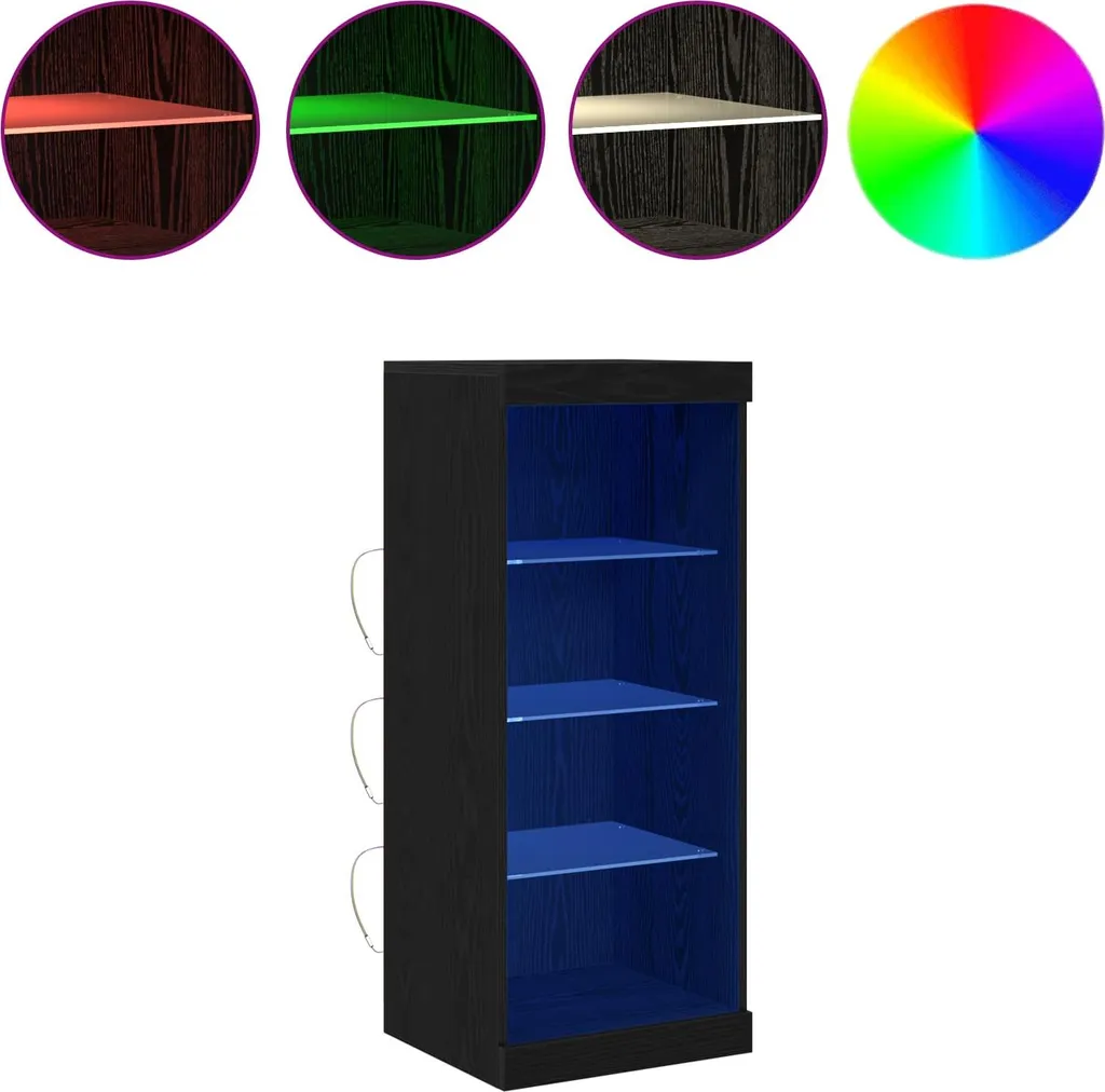 Vetrinetta vidaXL Rovere Nero con Luci LED | Mobiletto Ingresso 100cm - 4