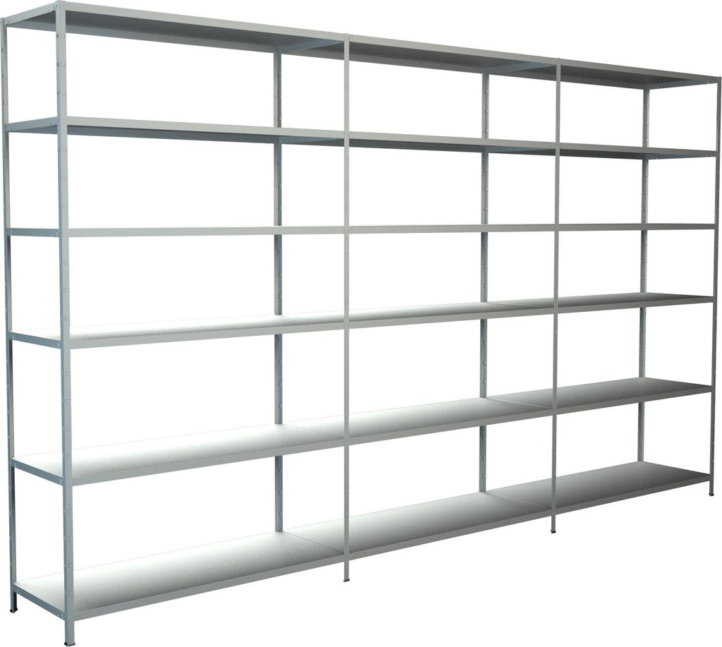 Steck-Grund-/ u 2 Anbauregale, 18 Böden, 2300x2600x350, weiß