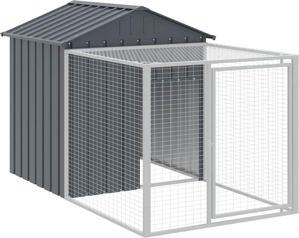 vidaXL Hühnerkäfig mit Auslauf Anthrazit 117x201x123 cm Verzinkter Stahl
