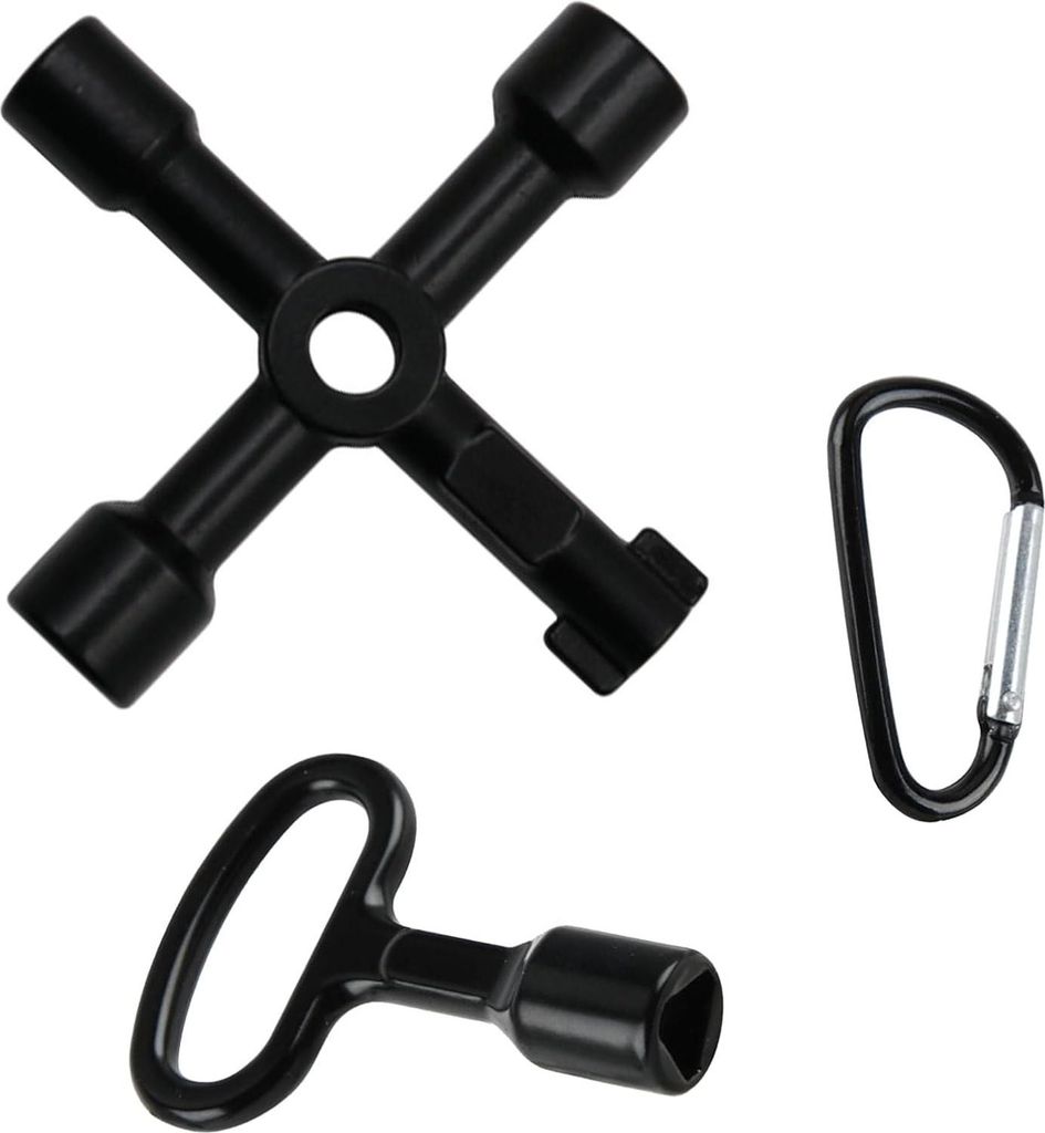Dreiecksschlüssel - Universeller Dreiecksschlüssel mit 1 Karabiner - 3-Kanten Schlüssel Poller - 4-Wege Multi-Zweck Schlüssel - Kreuzschlüssel...