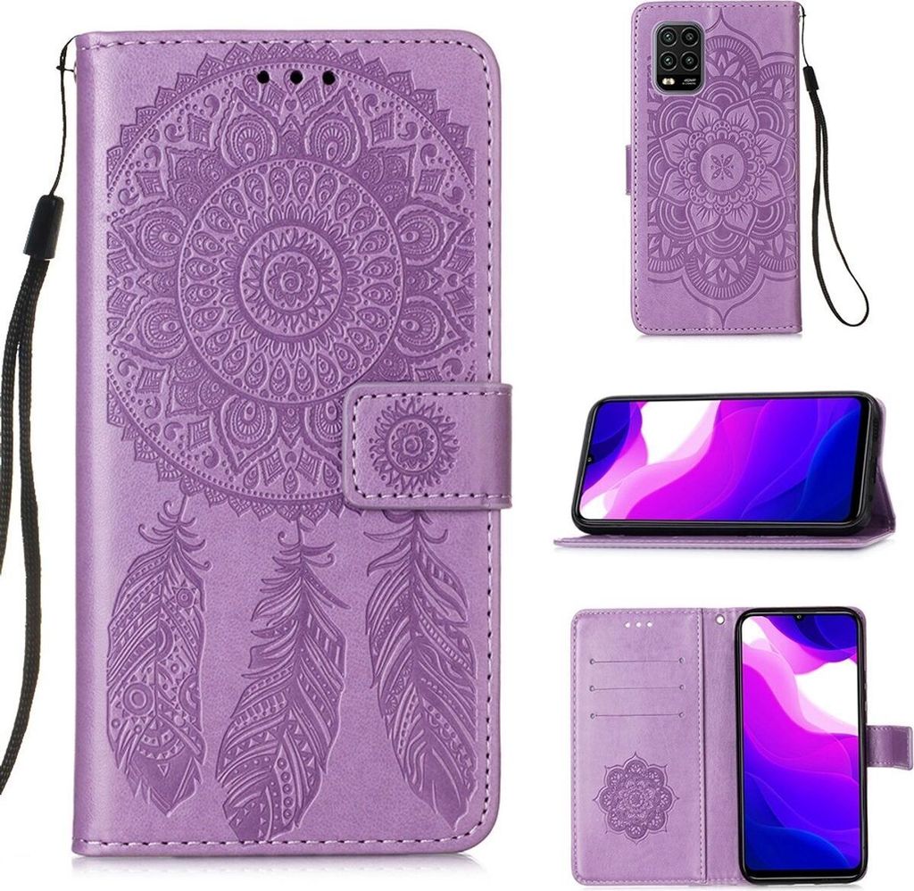 König Design Hülle kompatibel mit Xiaomi Mi 10 Lite 5G Kunstleder Handyhülle - Handy Case Violett