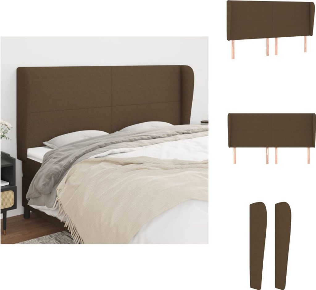 vidaXL Kopfteil mit Ohren Dunkelbraun 203x23x118/128 cm Stoff - Kopf- & Fußenden