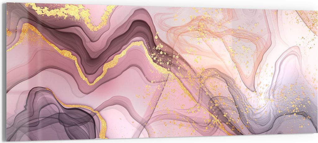 DEQORI Glasbild Echtglas 150x60 cm 'Zarte Wirbel' Wandbild Bild modern Deko