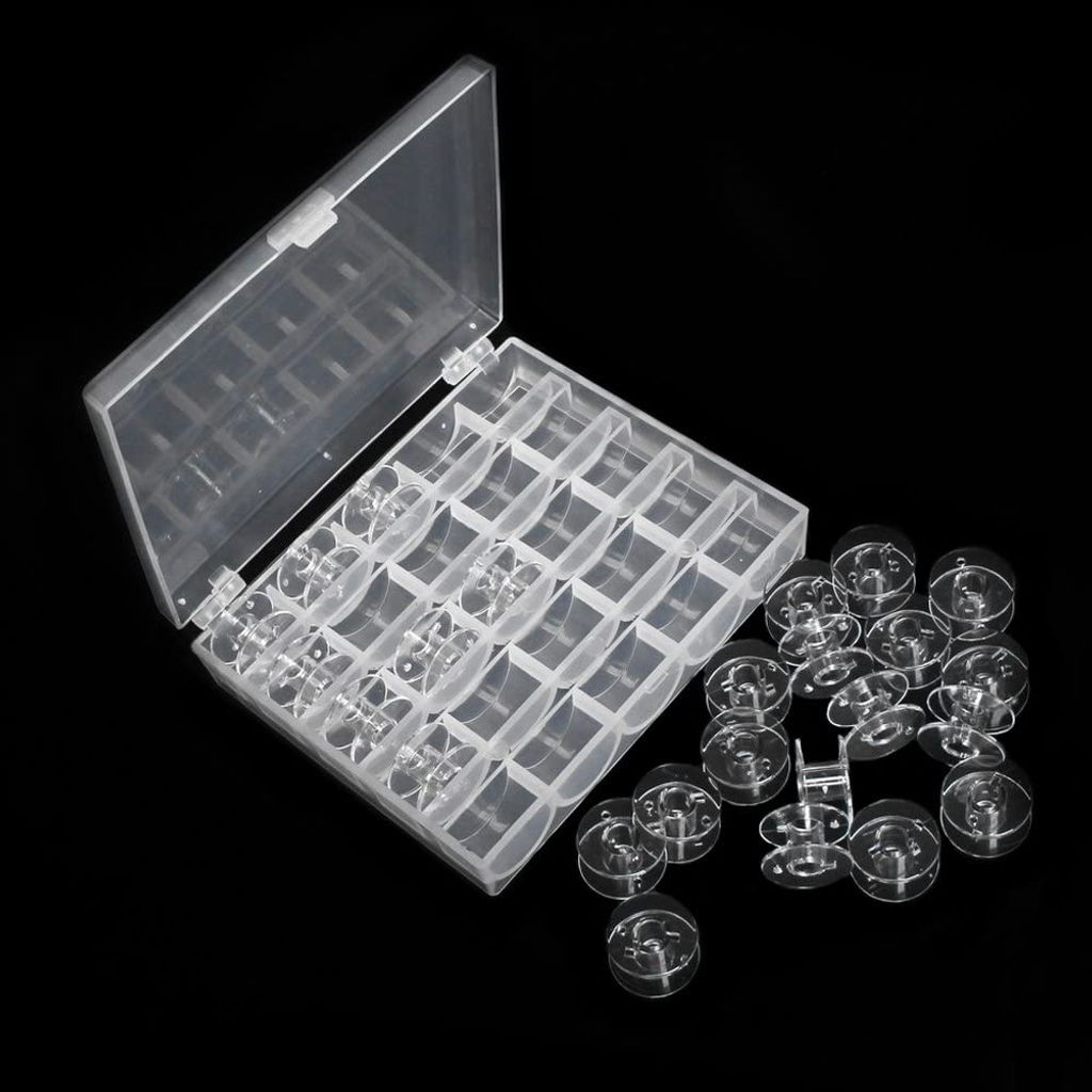 25 Stück Nähmaschinenspulen Mit Kasten Garnspule Spulen nähen aus Kunststoff 