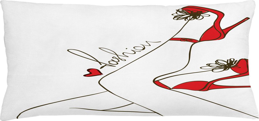 ABAKUHAUS High Heels Kissenbezug, Mode-Typografie Frau Beine Minimalist Stil Simplistic Zeichnung, 90 x 40 cm, Scarlet Taupe und Weiß