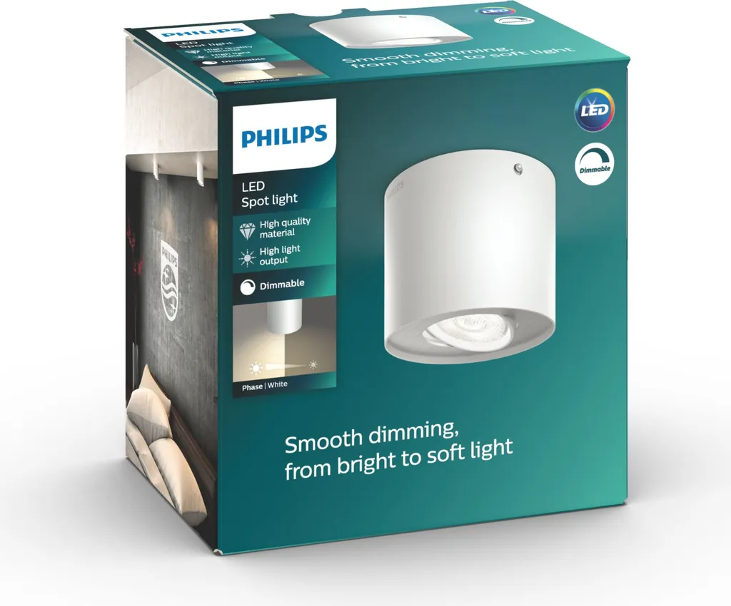 Philips Phase 533003116 - Faretto Bianco Minimal per Camera e Salotto - 5