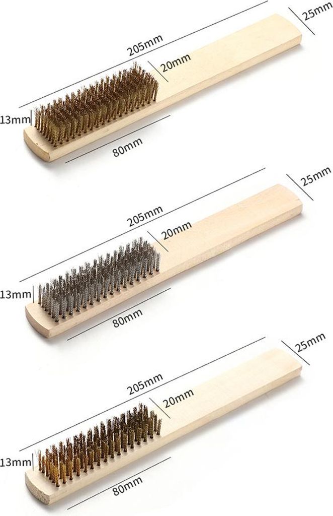 12 PCS Drahtbürsten-Set mit Holzgriff Edelstahl-Draht-Kratzbürste zur Reinigung und Rostentfernung
