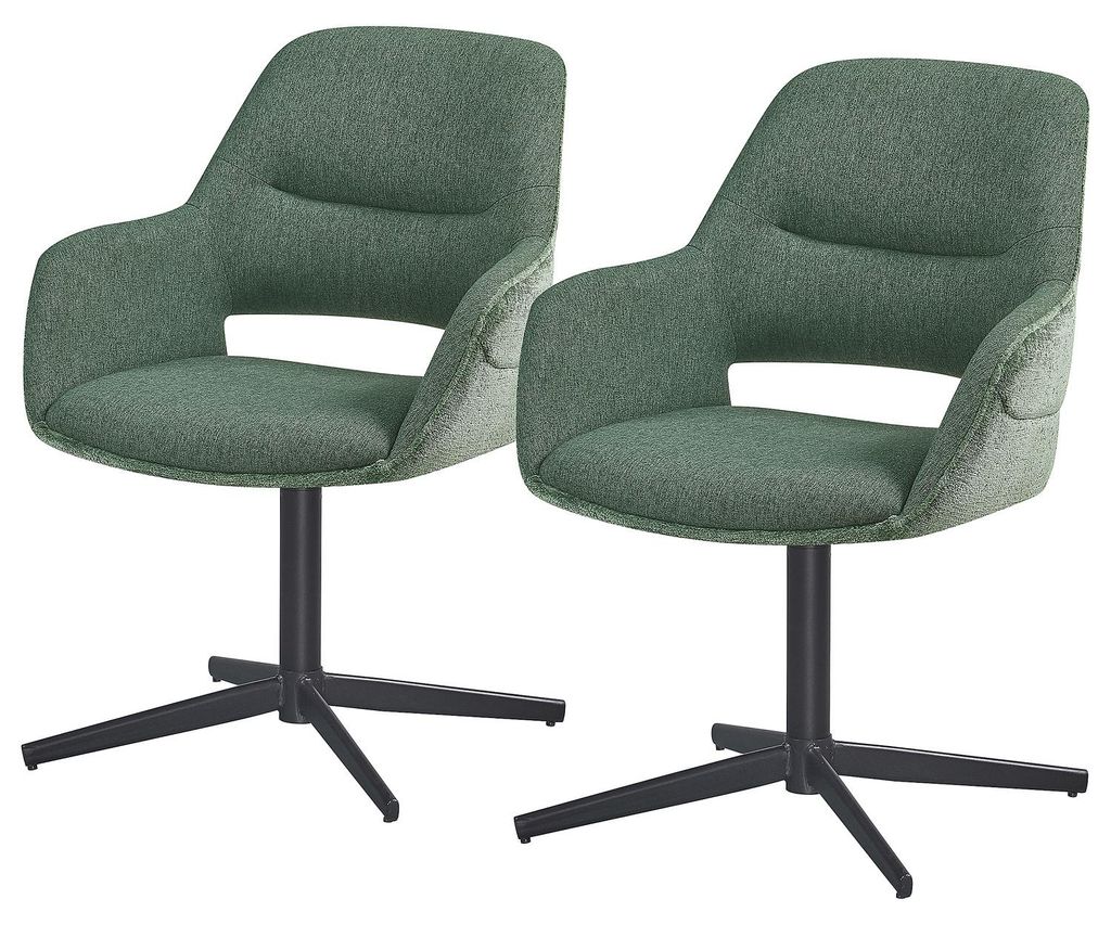 home24 Drehbarer Armlehnenstuhl - 2er-Set - Webstoff / Stahl