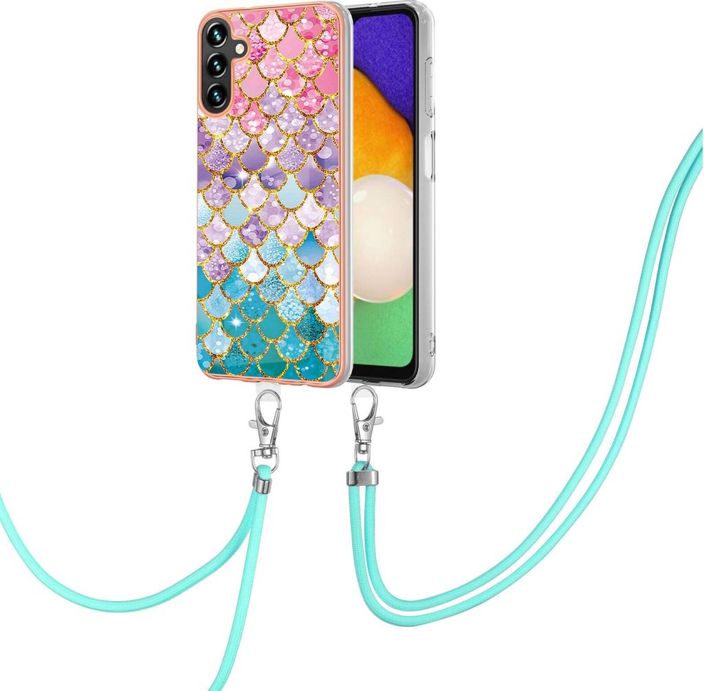 Handykette Hülle für Samsung Galaxy A13 5G Muster TPU Schutzhülle mit verstellbarem Tragegurt Bunt
