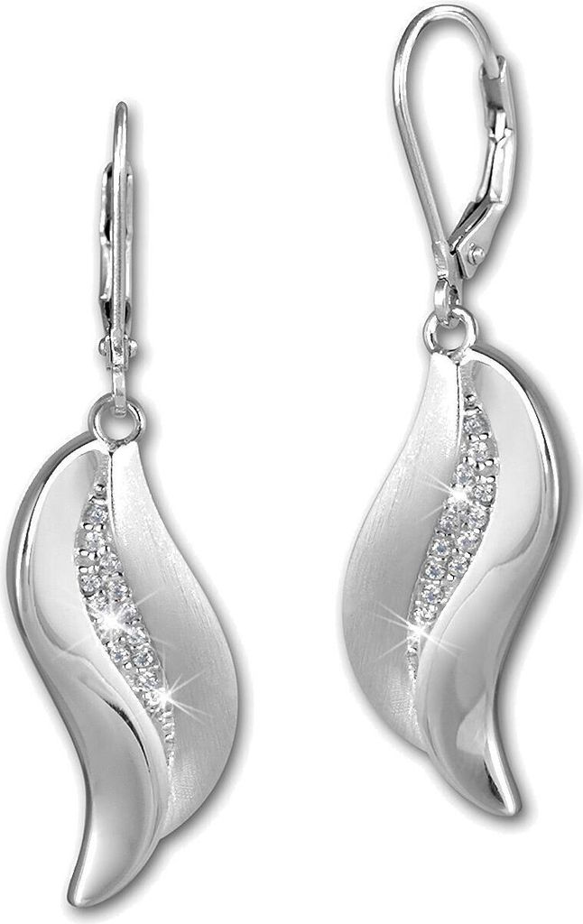 SilberDream Ohrhänger Damen 925 Silber Zirkonia weiß Welle Ohrringe SDO4292W