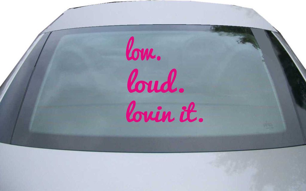 Indigos UG - Aufkleber Heckscheibe & Motorklappe DE6368 - pink - 600x600 mm - low loud lovin it - Auto Scheiben Fenster Heckklappe Tuning Racing JD...