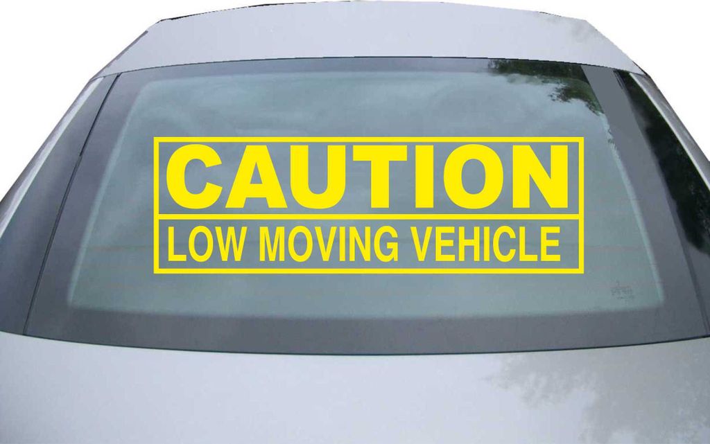 Indigos UG - Aufkleber Heckscheibe & Motorklappe DE6985 - gelb - 600x190 mm - Caution! Low Moving Vehicle - Auto Scheiben Fenster Heckklappe Tuning...