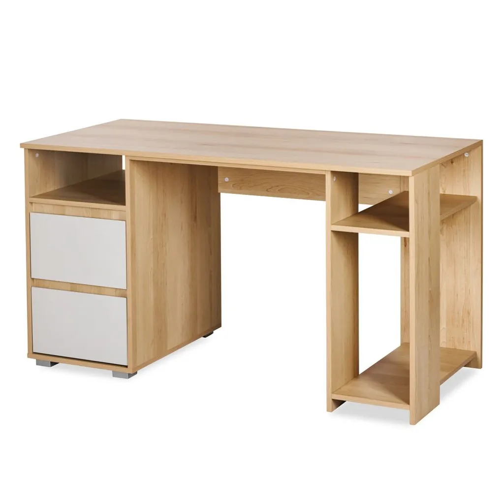 Bureau enfant AGIRA en hêtre et gris - Bureau d'écolier moderne AGIRA - 2