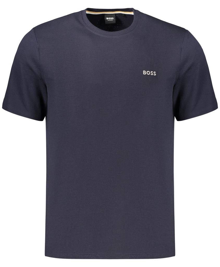 Herren Kurzarm T-Shirt Blau mit Rundhals und Logo-Stickerei