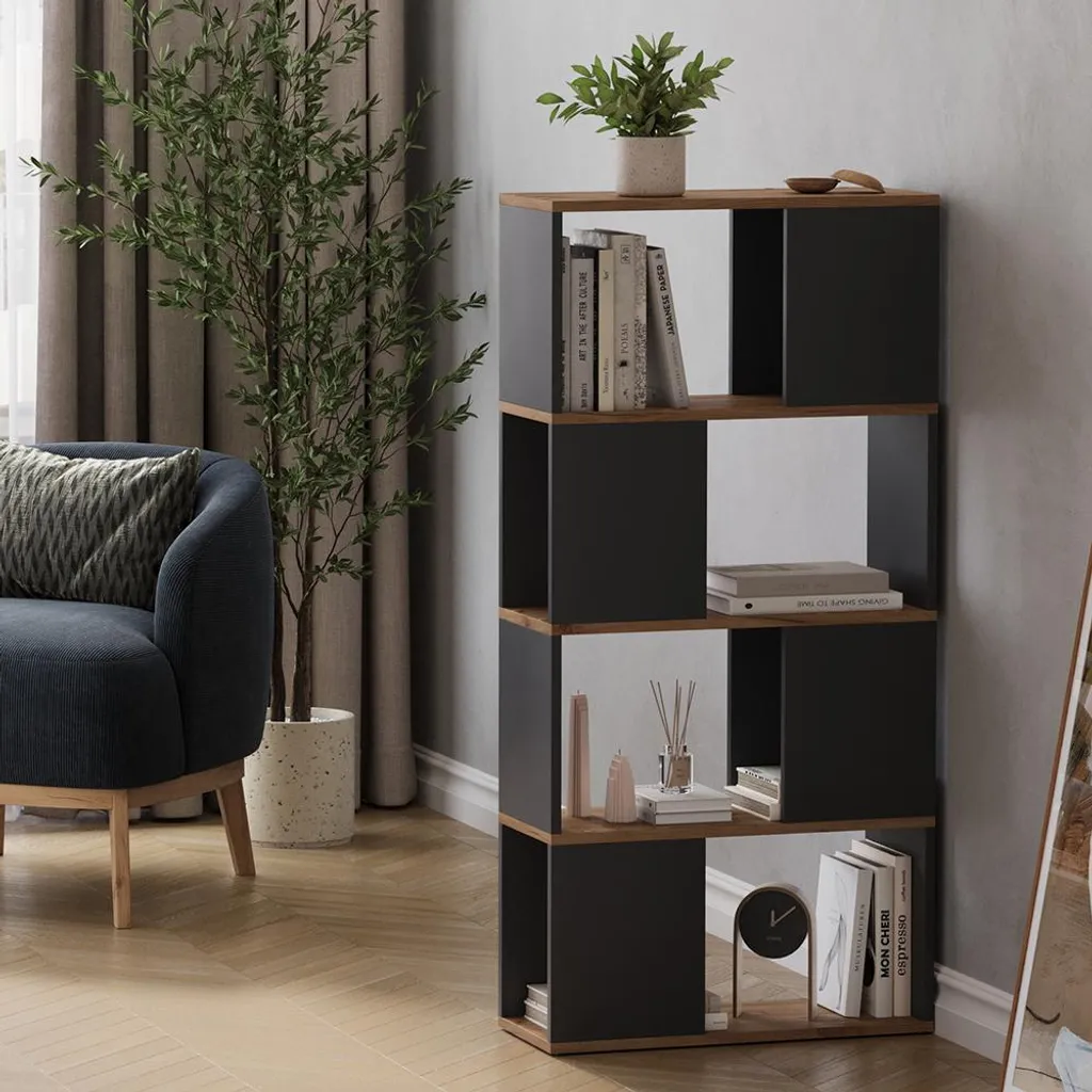 Étagère de séparation Vicco Eneos Anthracite et Chêne doré 60x124.5 cm
