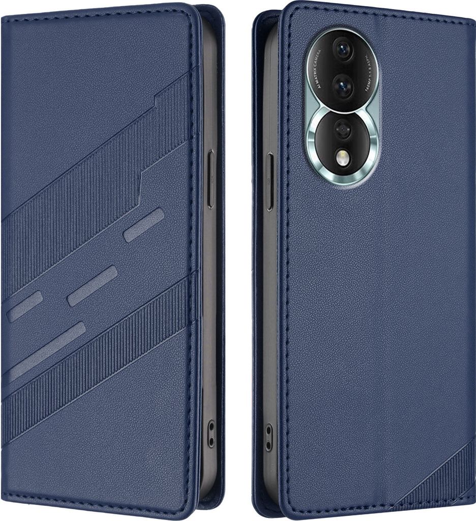 Hülle für Honor 80, Kunstleder Brieftaschen Handyhülle mit Kartenfach und Standfunktion Blau