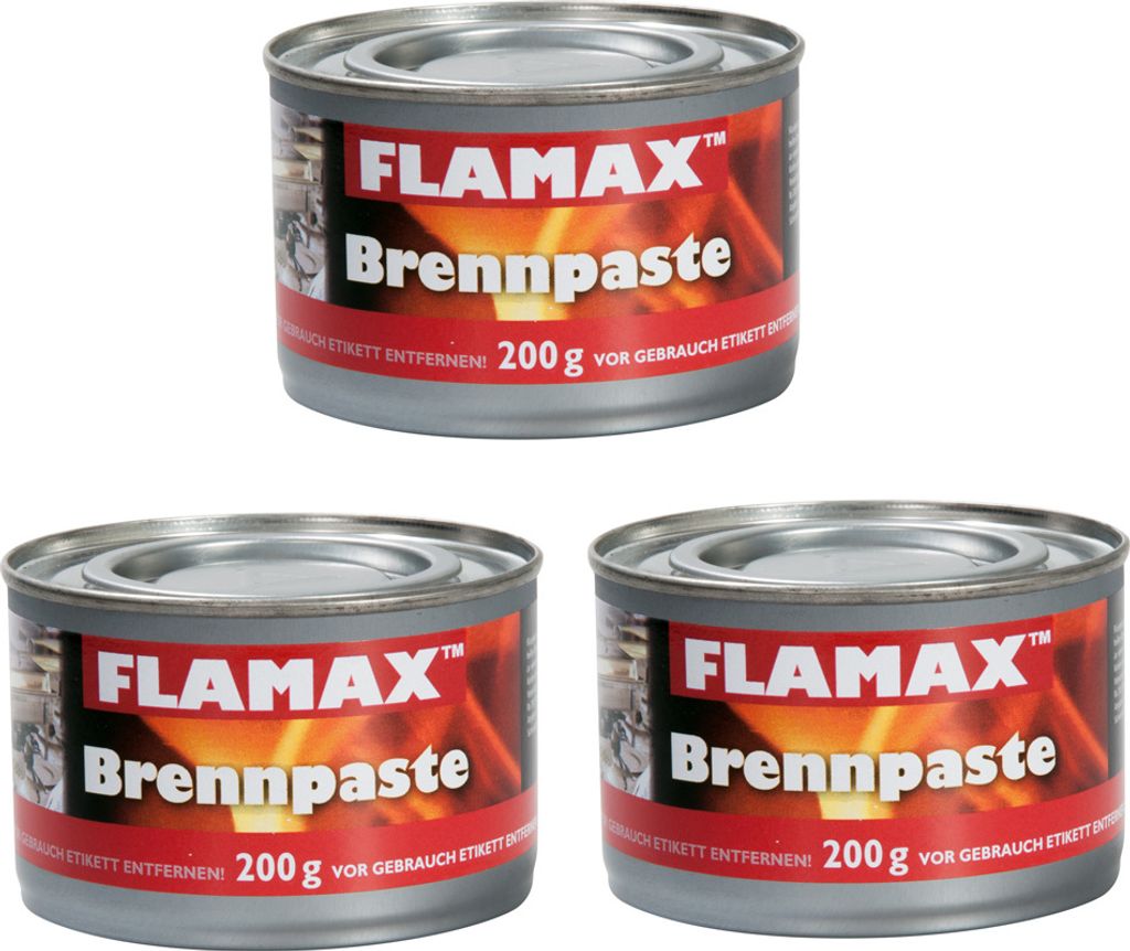 3 x 200g Flamax Brennpaste Safty Ful Gel für Innen und Außen, Buffets, Grill und BBQ