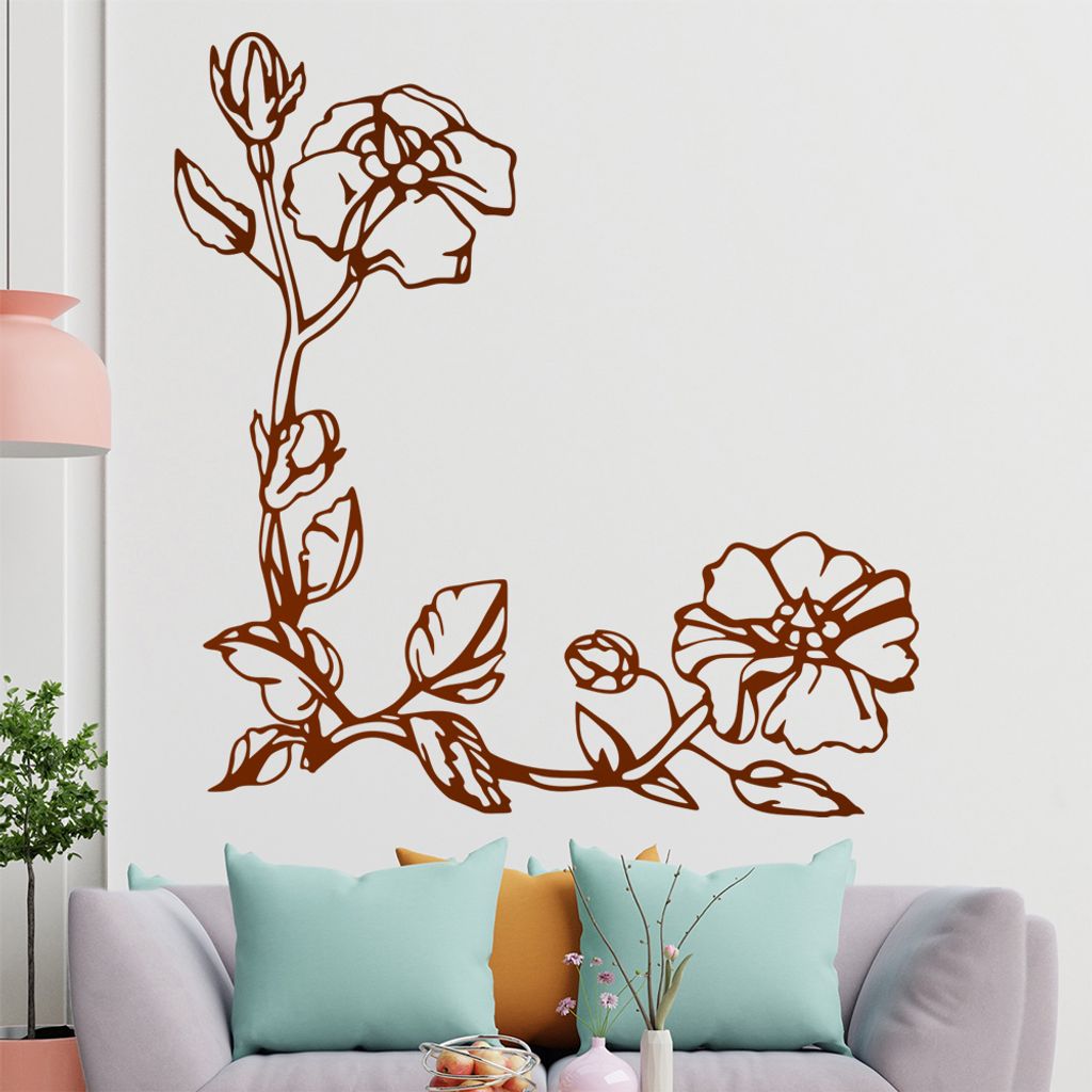 Blumen - Ranken Wandtattoo in 6 Größen - Wandaufkleber Wall Sticker - Dekoration, Küche, Wohnzimmer, Schlafzimmer, Badezimmer