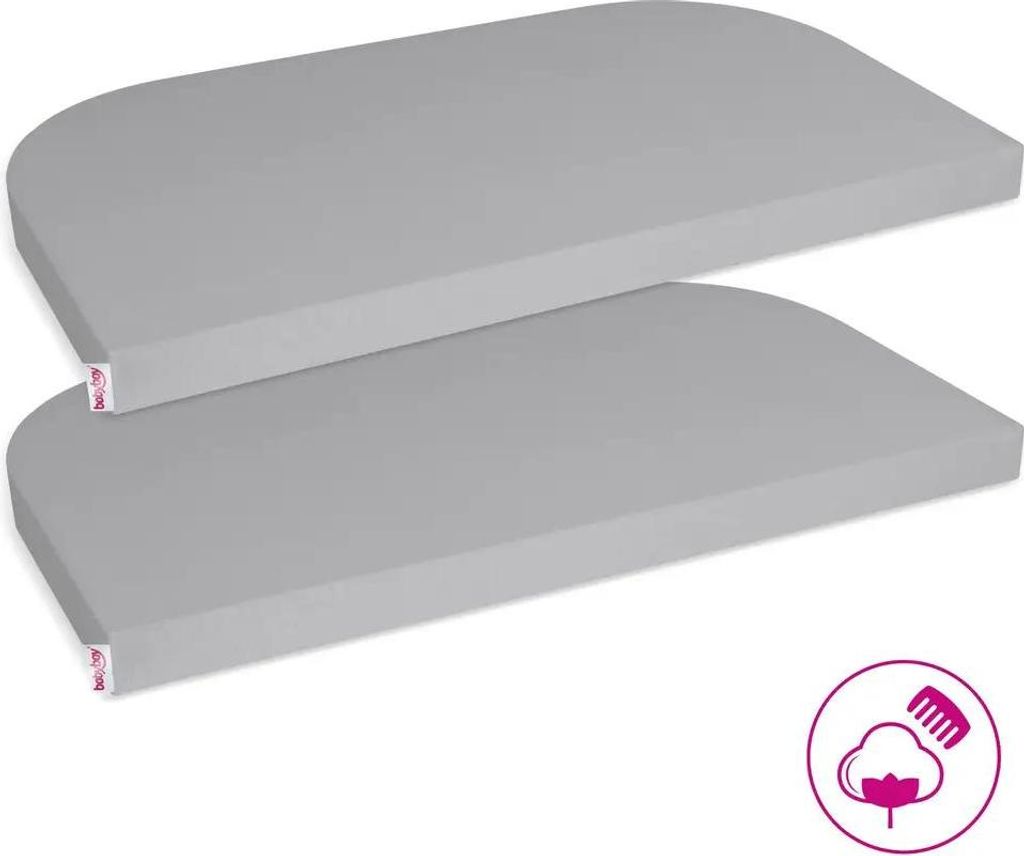 babybay Jersey Spannbetttuch Deluxe Doppelpack passend für Modell Boxspring XXL, grau