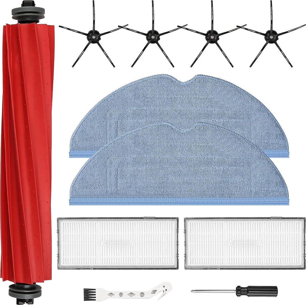 11 Stš¹ck Zubeh?r fš¹r Roborock S7/S7 Plus/S7 MaxV/S7 MaxV Ultra/S7 Pro Ultra Saugroboter, 1 Hauptbš¹rste, 2 Wischpads, 2 HEPA-Filter, 4 Seit...