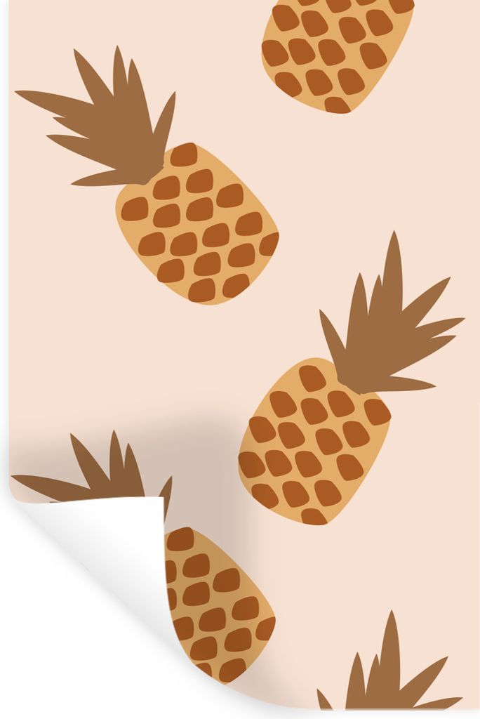 MuchoWow Wandtattoo Wandsticker Wandaufkleber Sommer - Ananas - Muster 60x90 cm Selbstklebend und Repositionierbar - Sticker - Dekorfolie