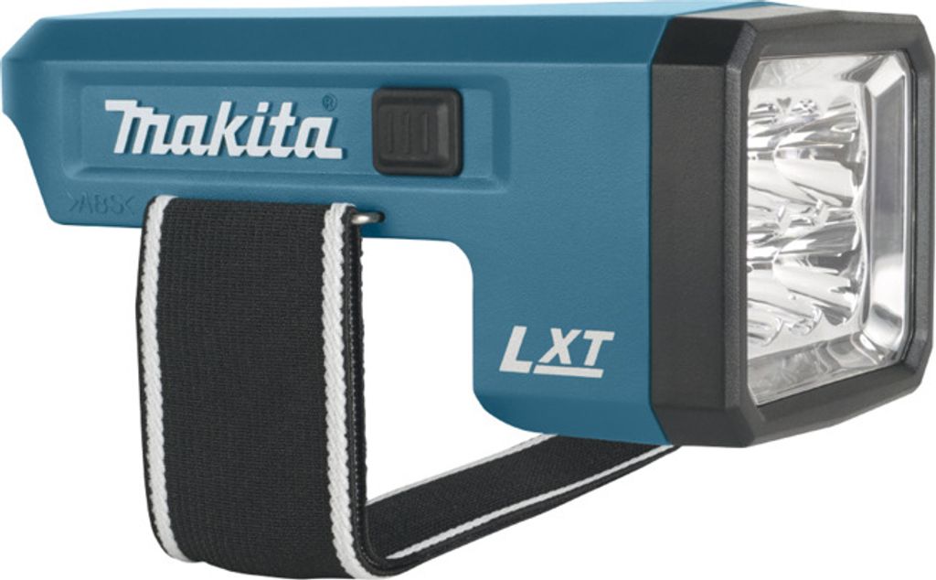 A teal and black Makita LXT LED flashlight is shown against a white background.