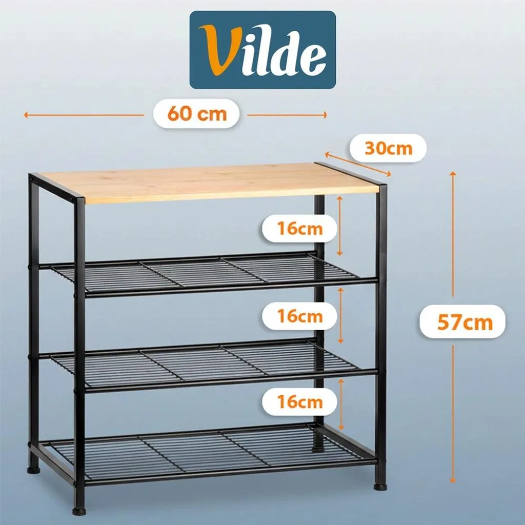 Étagère chaussures métal 4 niveaux noir : robuste, compacte et stable - 4