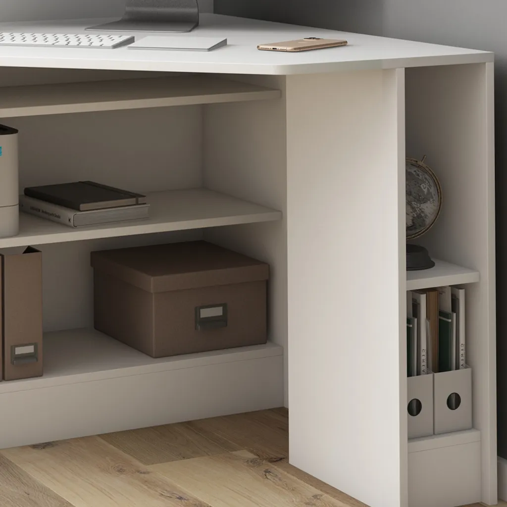 Bureau d'angle blanc compact Vicco Alvaro 94x94 cm Surface Résistante