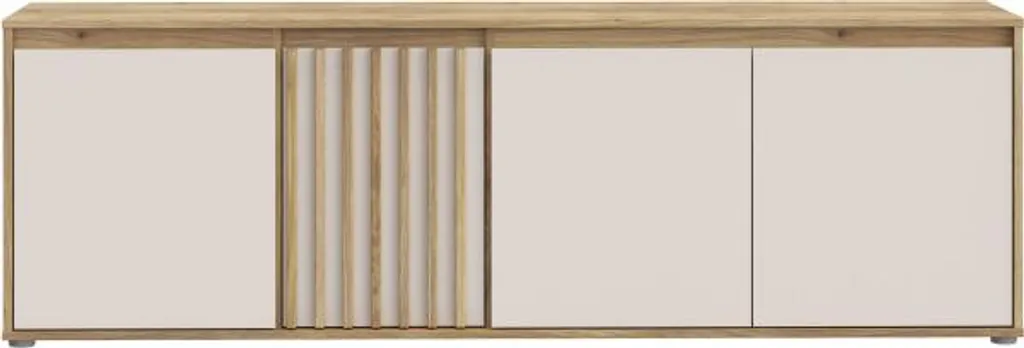 Meuble TV Robuste ELISTON Blanc et Chêne - Support Écran de 174 cm - 3