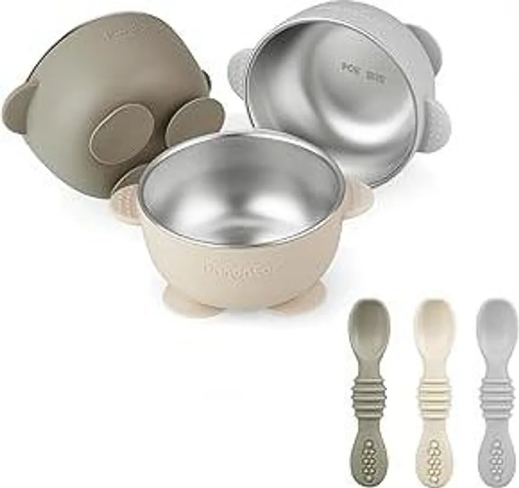 Set Pappa Tradizionale PandaEar: Acciaio Inox e Silicone Sicuro 3+3