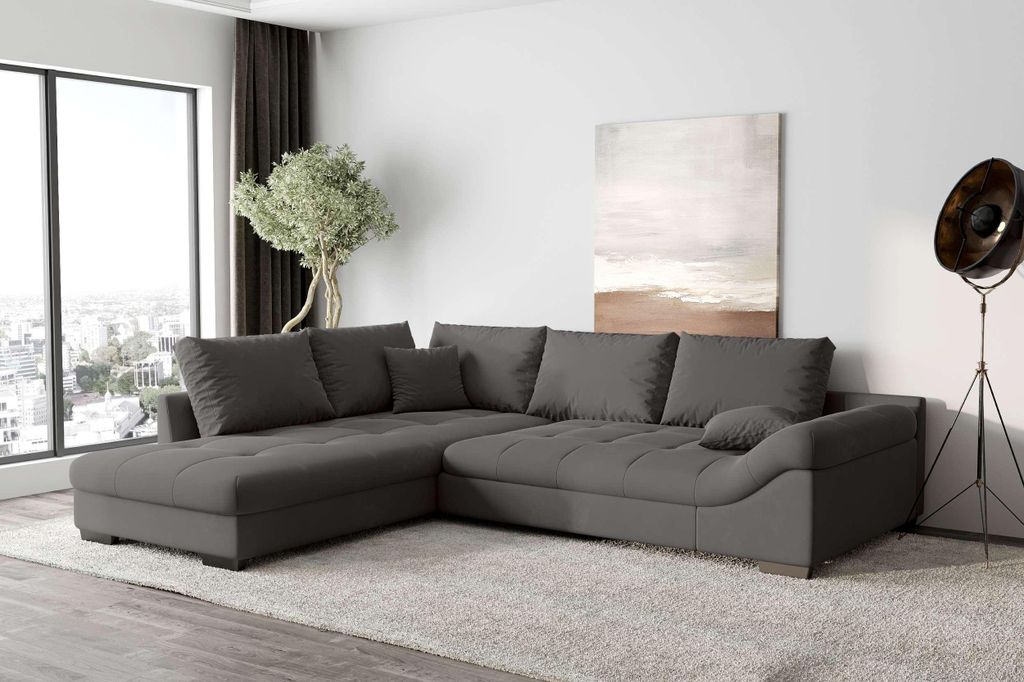 99rooms Terra Ecksofa Velours KRONOS Stahl Links ohne Schlaffunktion
