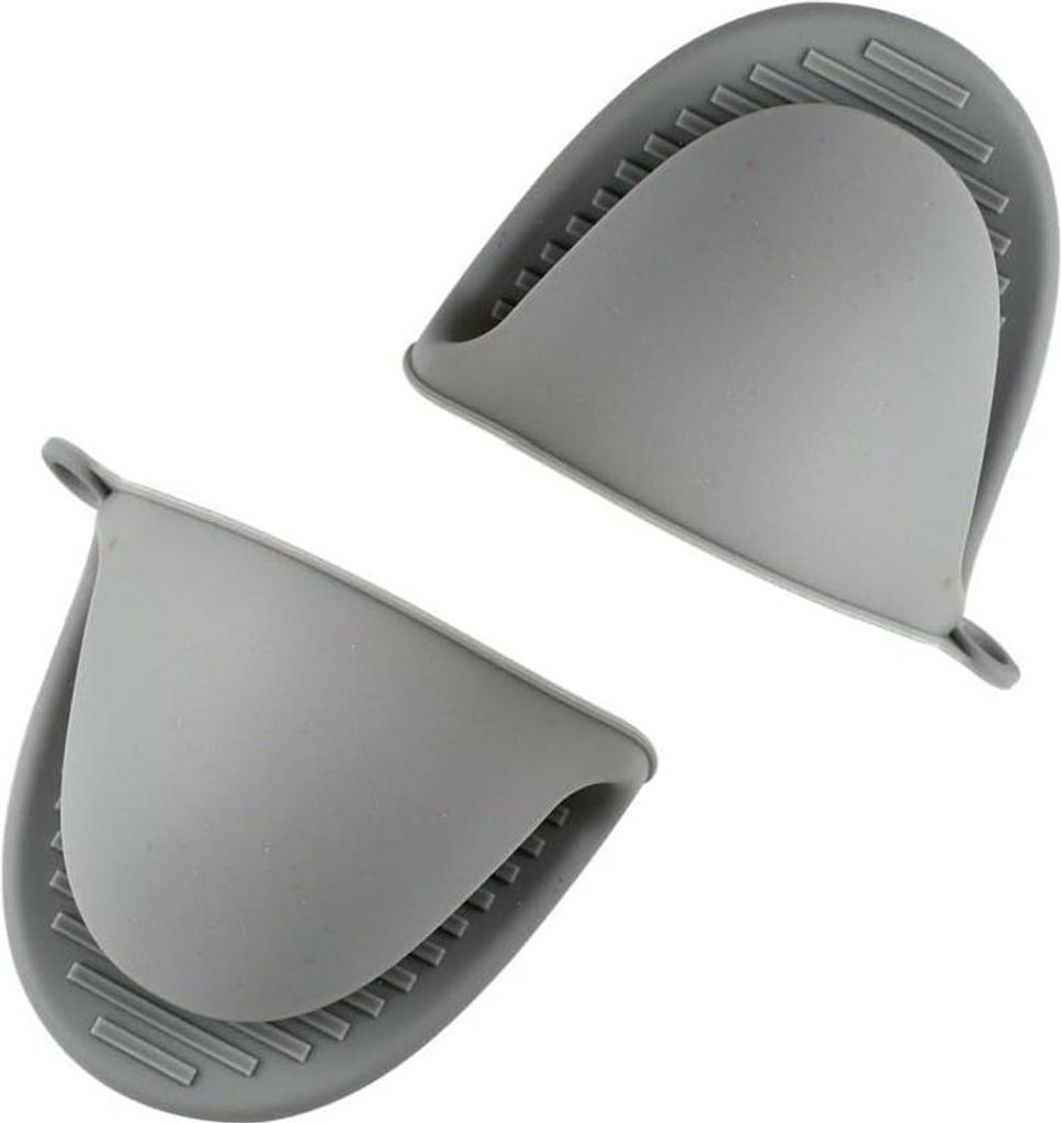 2er-Pack Ofenhandschuhe aus Silikon, dicke, hitzebest?ndige Ofenhandschuhe aus Silikon zum Kochen, Backen, Grillen und Grillen, Grau