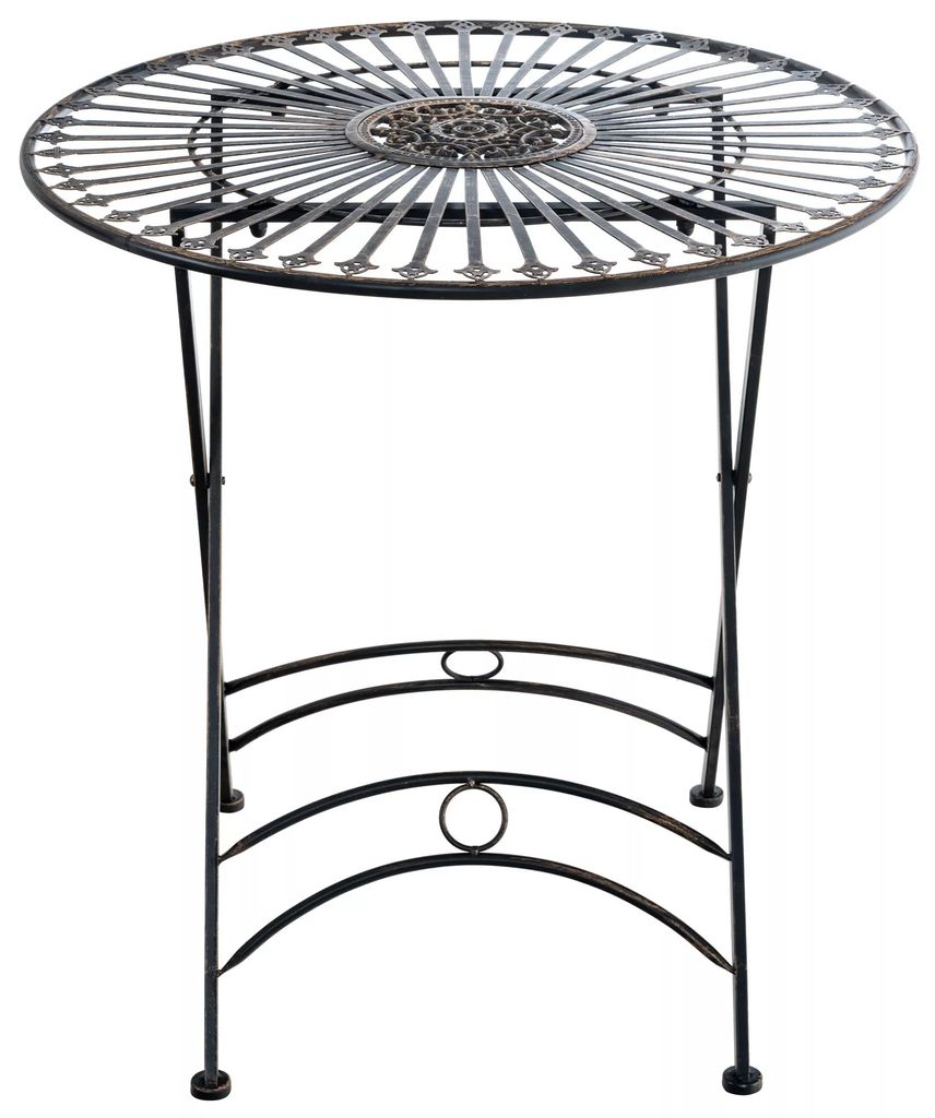 In And OutdoorMatch Runder Gartentisch aus Metall Robb - 4 Personen - Wetterfest - Schwarz - 71x71x71cm