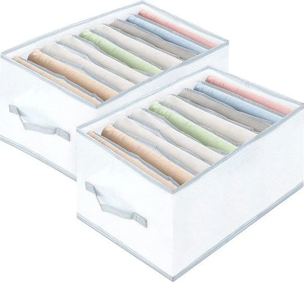 Boîte de rangement pour armoire et dressing en tissu beige - Lot de 3