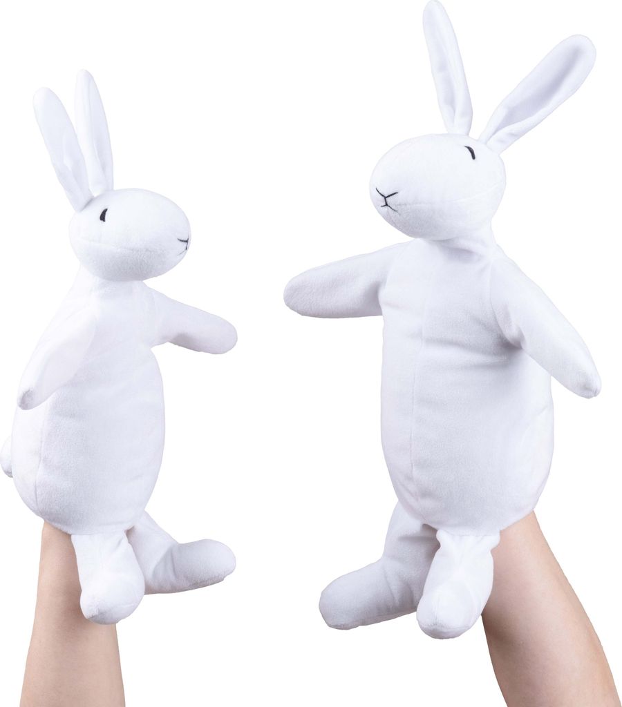 2er Set Handpuppen Kaninchen aus einem Hut und 42/35 cm Weiß, 27969B