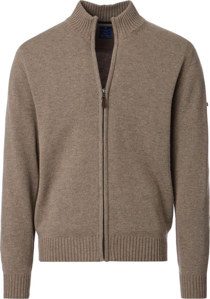 REDMOND Casual Herren Strickjacke Zipper Comfort Baumwollmix Braun M