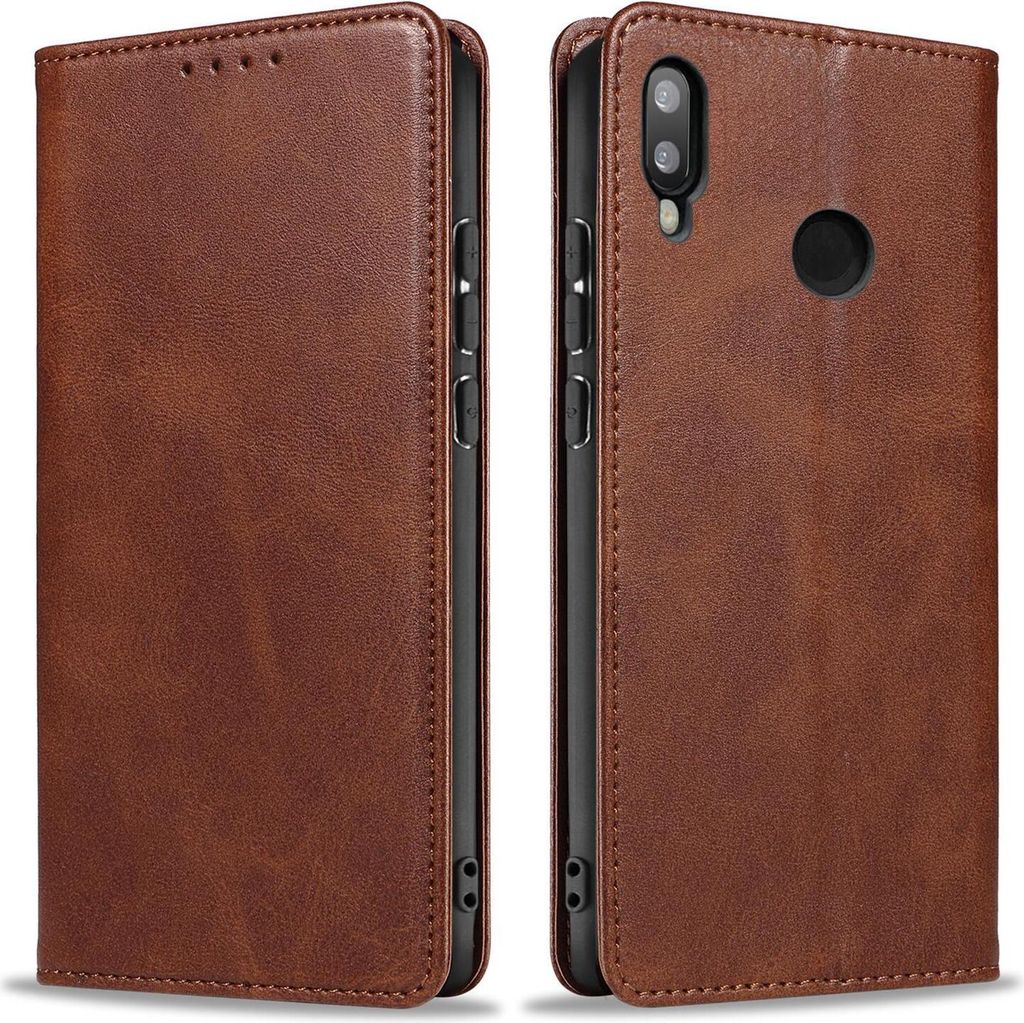 Handyhülle für Huawei P30 Lite Kunstleder Flip Cover Hülle Handytasche Case Kartenfach Farbe: Dunkelbraun