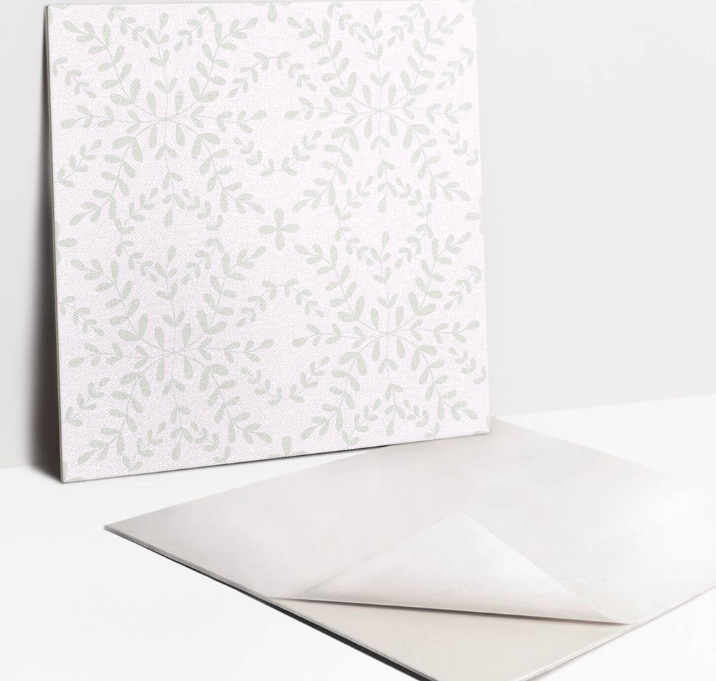 Fliesenaufkleber Set - 9 Stück Selbstklebende PVC Fliesen-Designs - Für Bad und Küche 30 x 30 - Zarte Zweige