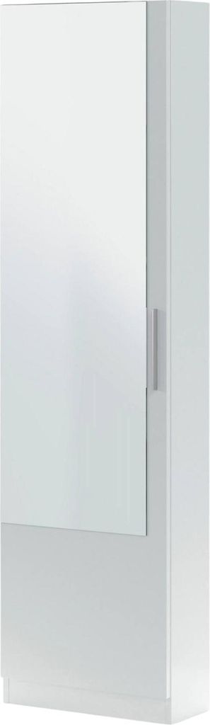Schuhschrank Dcozzol, Hoher Schuhschrank mit 1 Tür, Moderner Schuhschrank, Eingangsgarderobe mit Spiegel, 50x22h180 cm, Weiß