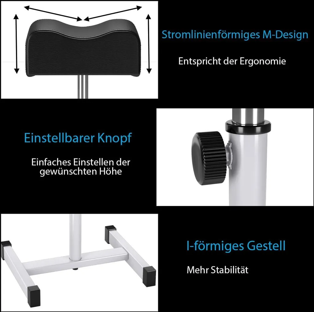 Repose-jambe Professionnel de Manucure avec Support Pieds Réglable Blanc