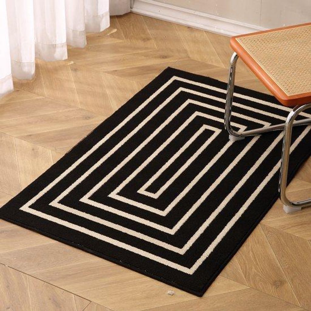 Antislip vloerkleed vintage geometrische lijnen slijtvast waterafstotend tapijt voor woonkamer
