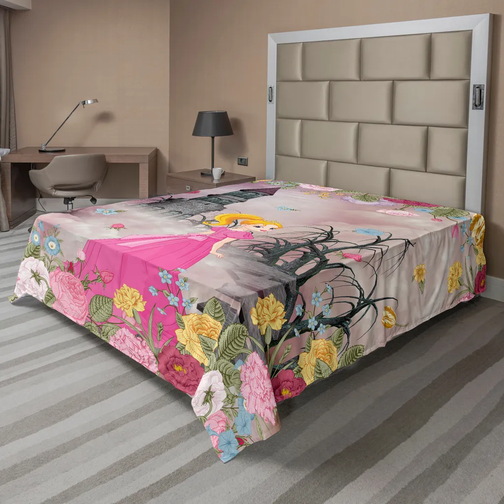 Drap Plat pour Lit Enfant Thème Princesse Dessin Animé Multicolore XL