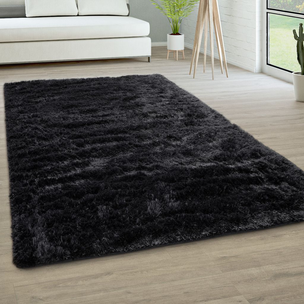 Hochflor Teppich Wohnzimmer Fellteppich Kunstfell Shaggy Flauschig Einfarbig Grösse 120 cm Rund