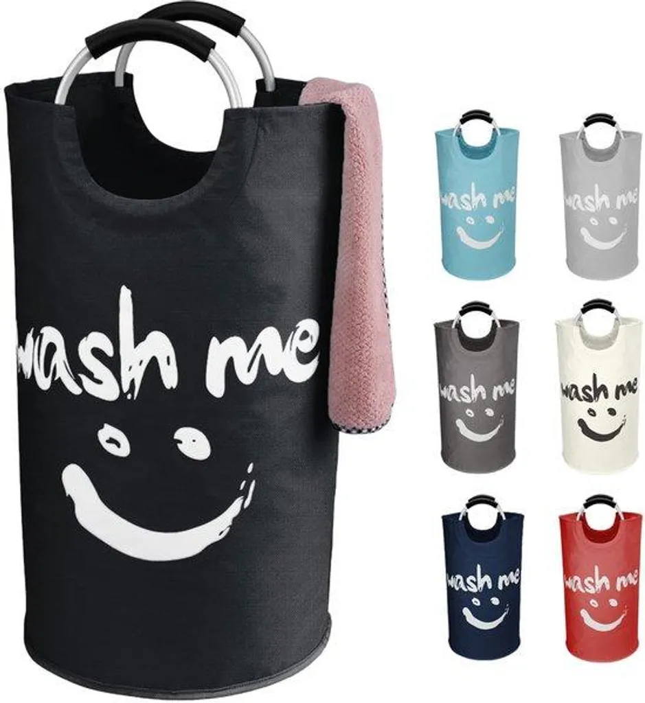 Sac à linge 91L pour buanderie, bac de lavage noir 38x38x72 cm pratique