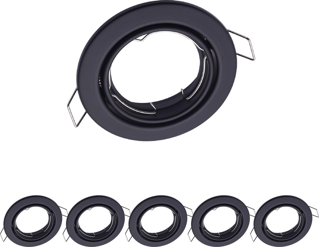 6er Set Oktaplex schwenkbare Deckenspots 68mm Lochmaß Einbaustrahler schwarz