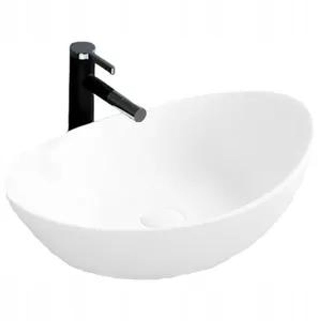 Lavabo ovale con troppopieno in Vetroceramica bianco per Immagine del prodotto 