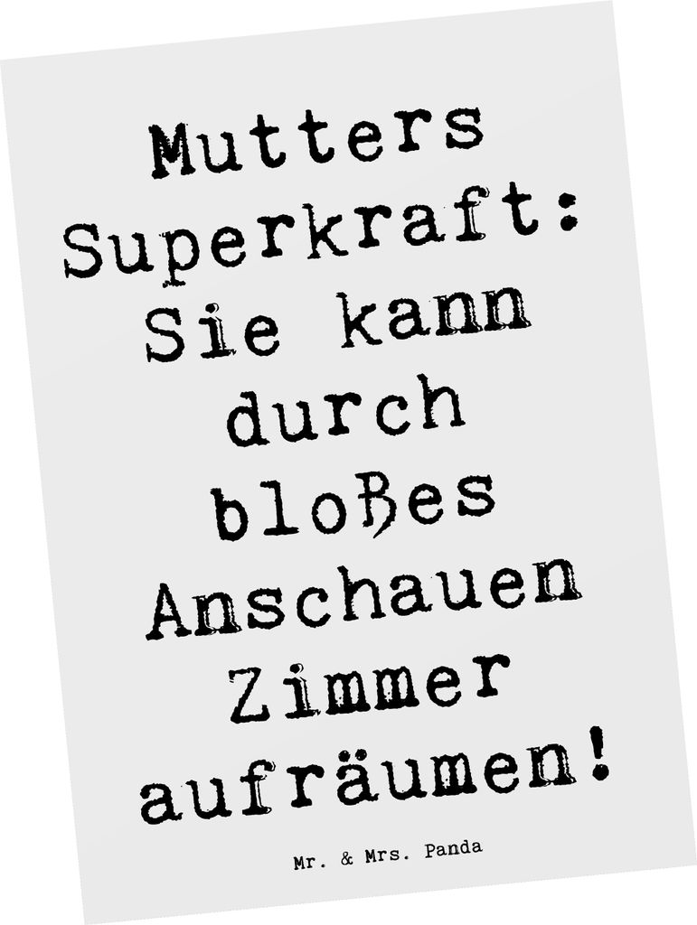 Mr. & Mrs. Panda Fotokarte Spruch Mutters Magie - Weiß - Geschenk, Lächeln, Familie, Mutterliebe, Mutter, Kunstkarten, Humor, Ansichtskarten, Ord...