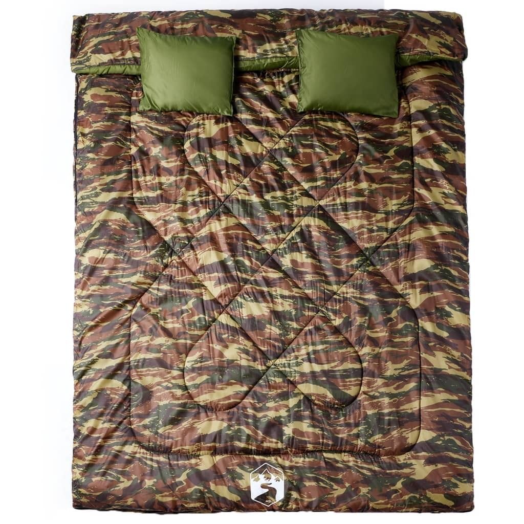 vidaXL Sac de couchage double avec oreiller adultes camping Image du produit 